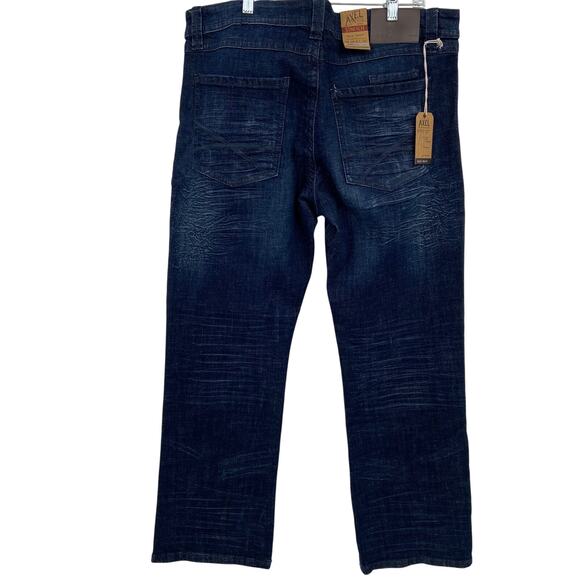 TK Axel Slim Boot Jeans Men's 36 x 32 Stretch Denim Dark Wash Distressed - Picture 5 of 13